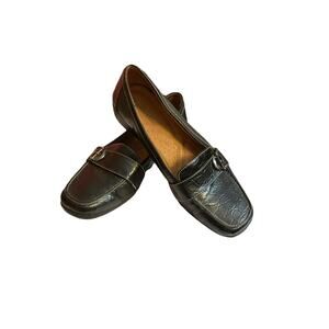 Naturalizer Shoes Drive Moc Croc Loafers Women's Size 8.5 W Black Shiny Slip-On